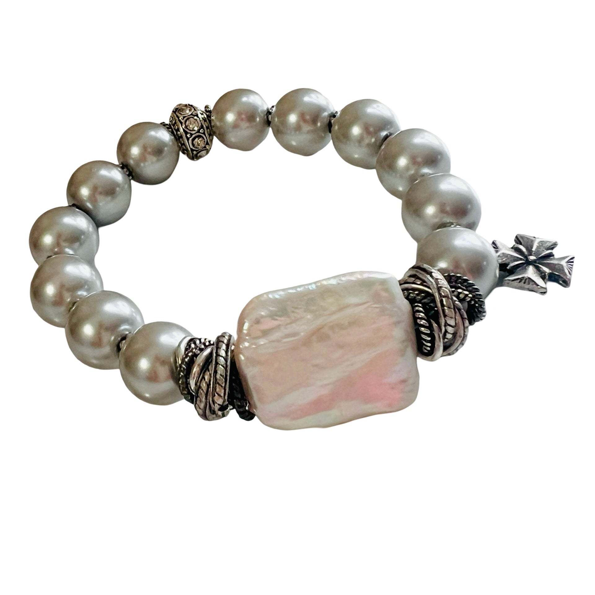 Whitney White Baroque Pearl and Vintage Platinum Pearls