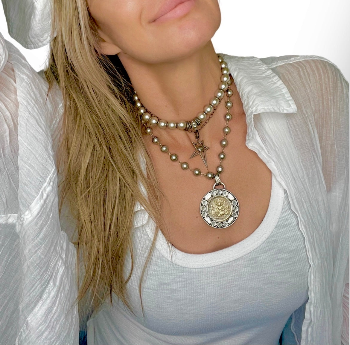 Skylar Silver Coin and Ball Chain Necklace