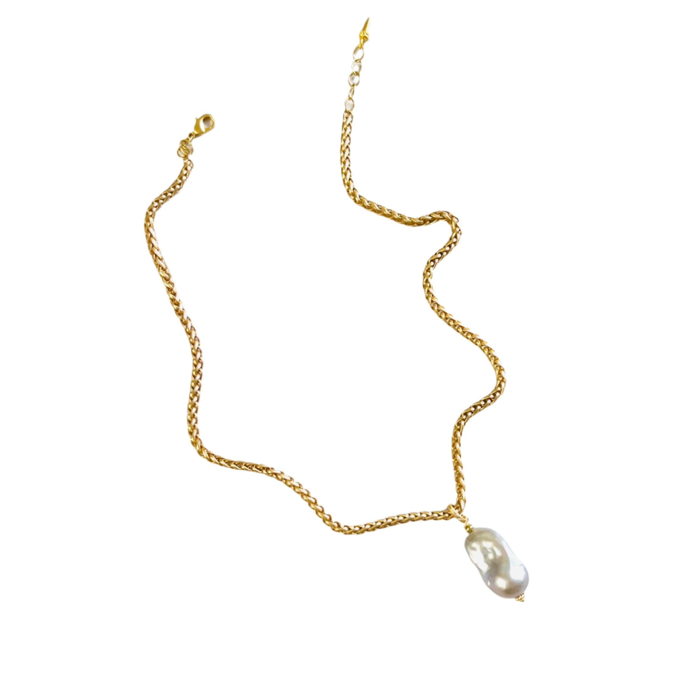Large Silver Baroque Pearl Pendant Necklace