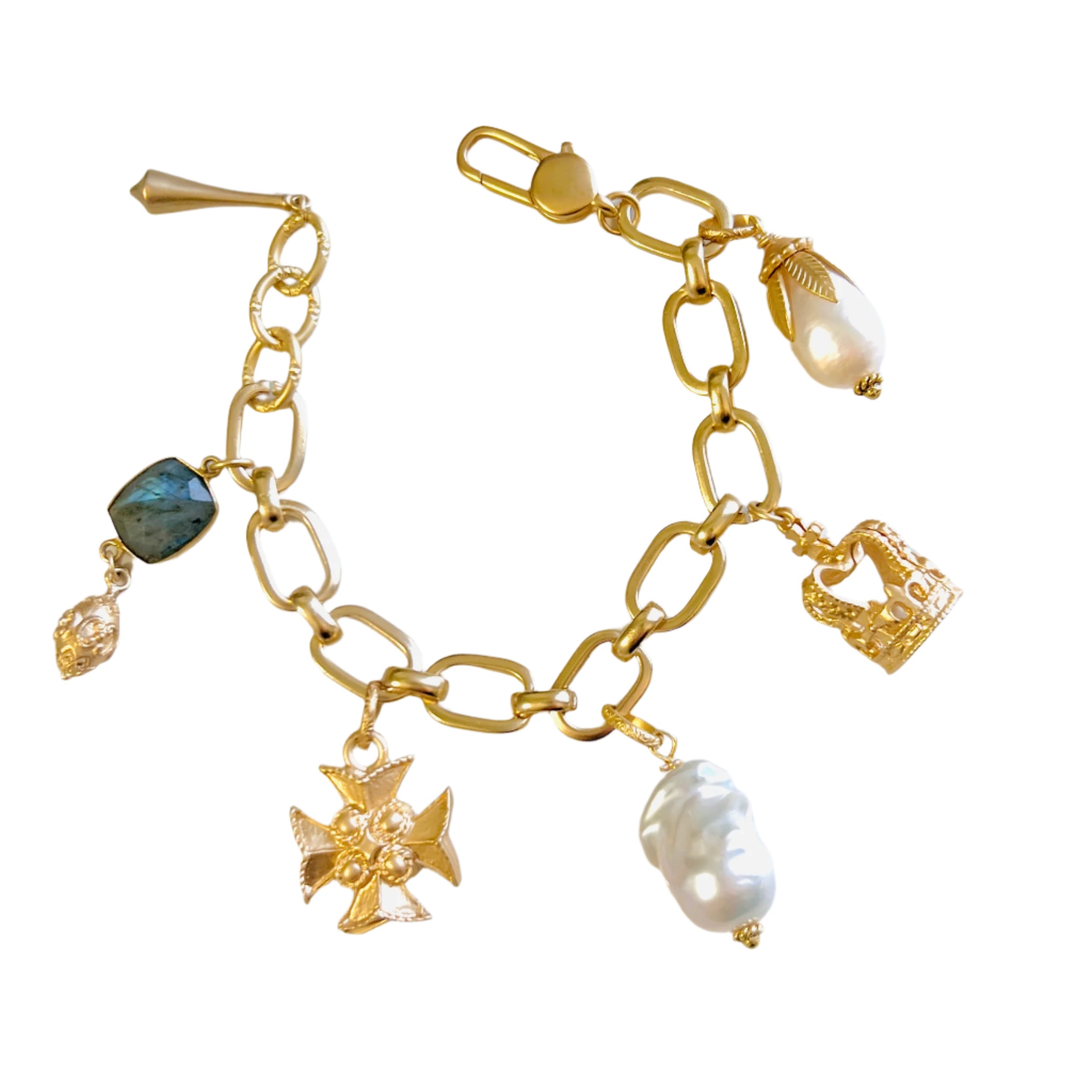 Champagne Gold Camelot Charm Bracelet