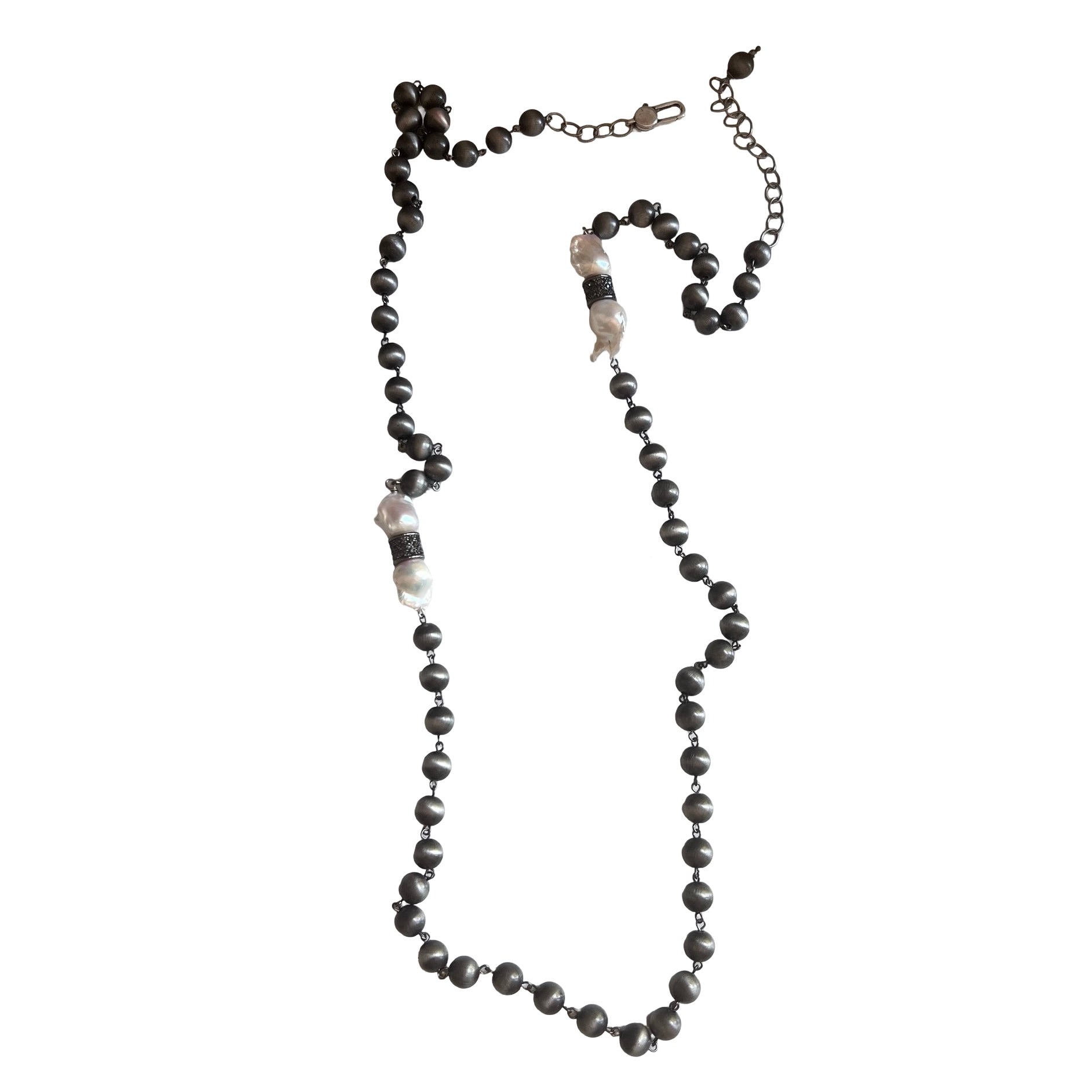 Page Long Gray and Baroque Pearl Necklace