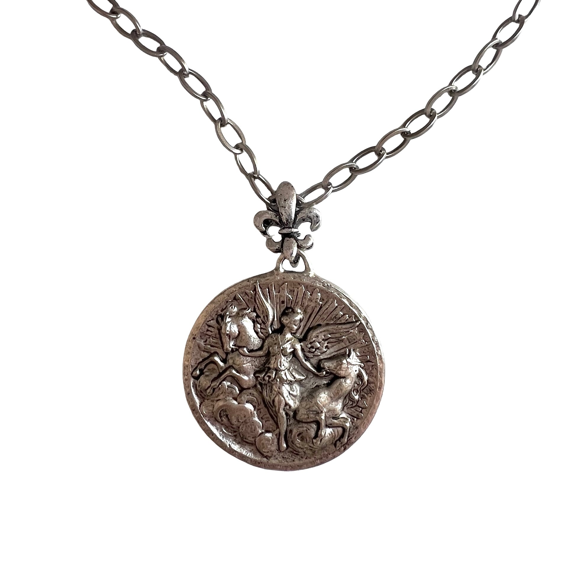Gabrielle Silver Medal Pendant Necklace