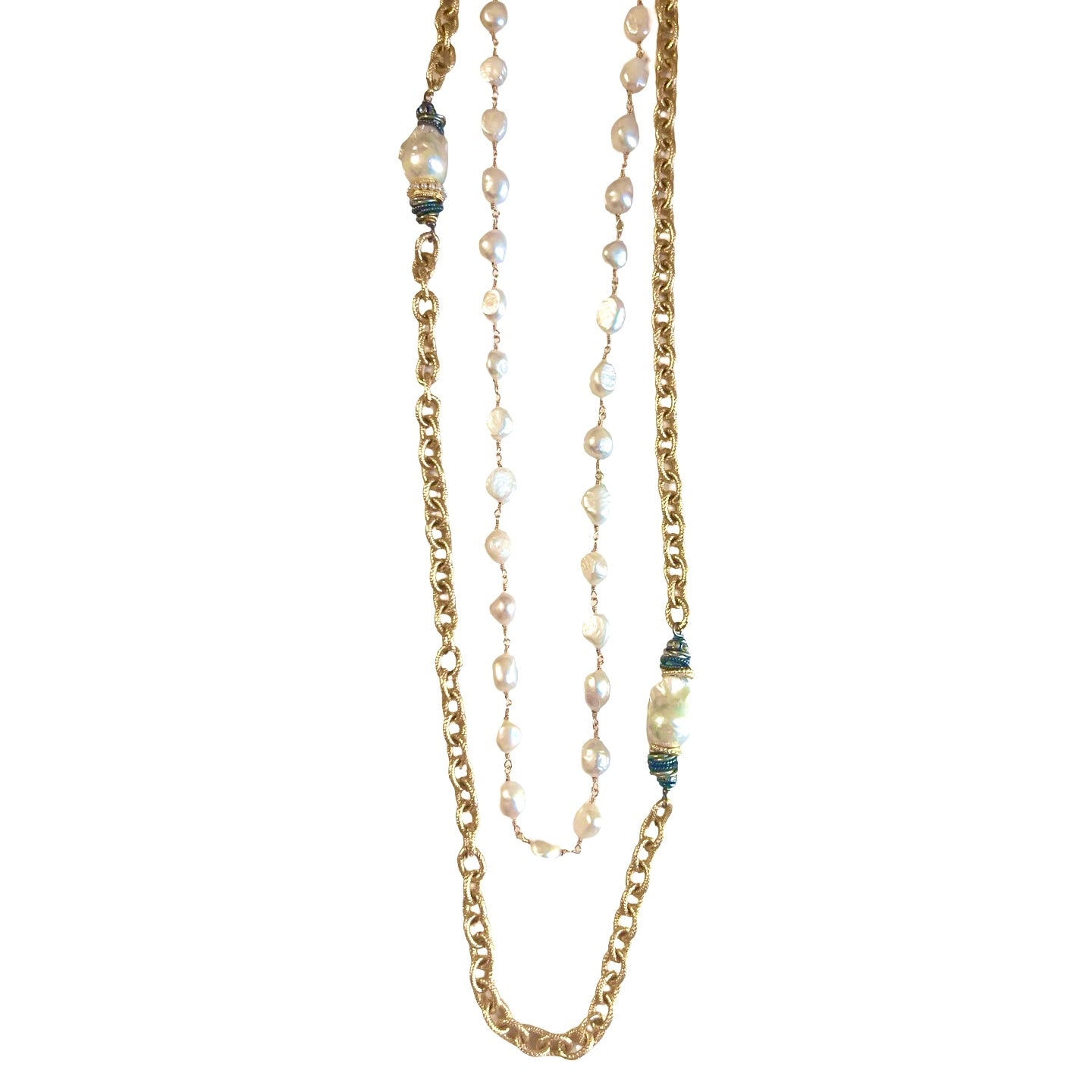 Paxton Gold and Freshwater Pearl Double Strand Necklace