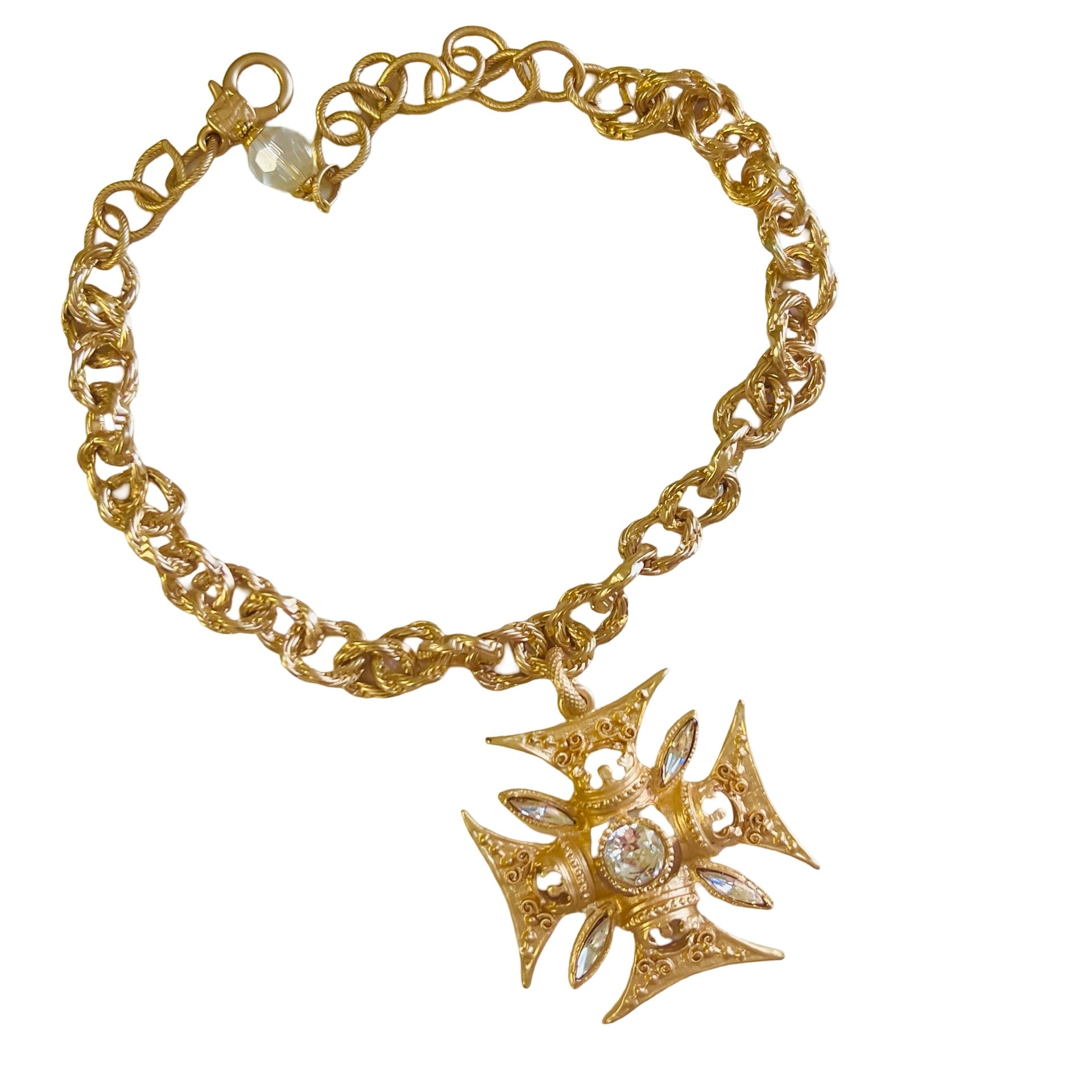 Large Swarovski Crystal Maltese Cross Necklace