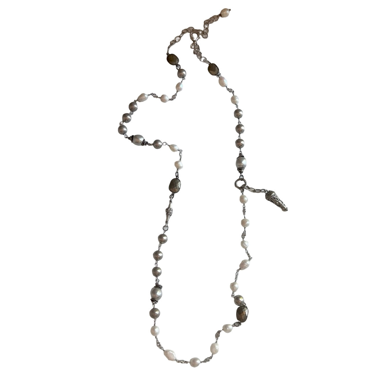 Storm Silver, Freshwater Pearl Convertible Necklace