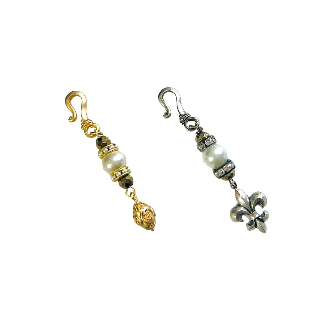 Pearl Charm Fobs in Silver and Gold for Necklaces