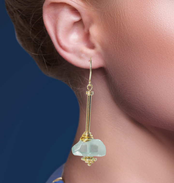 Aegean Sea Glass Drop Earrings
