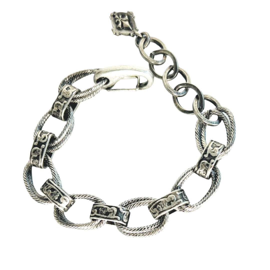 Phoenix Aged Silver and Rhodium Link Bracelet