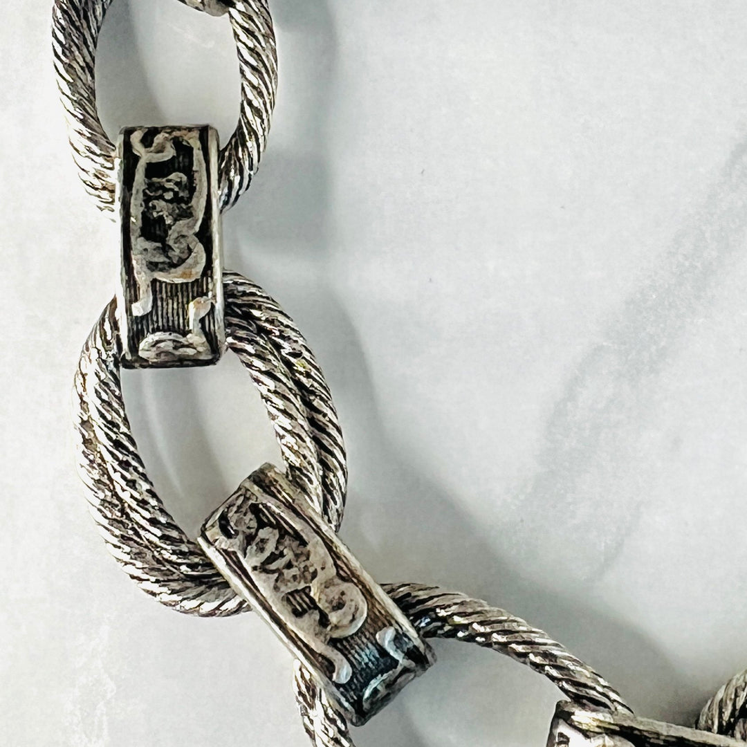 Phoenix Aged Silver and Rhodium Link Bracelet