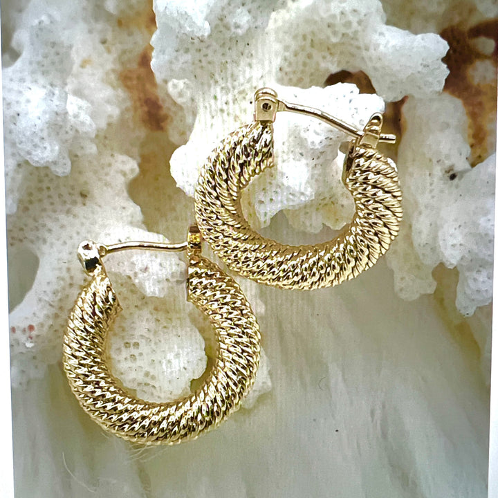 Textured Huggie Hoops, Choose from Silver or Gold