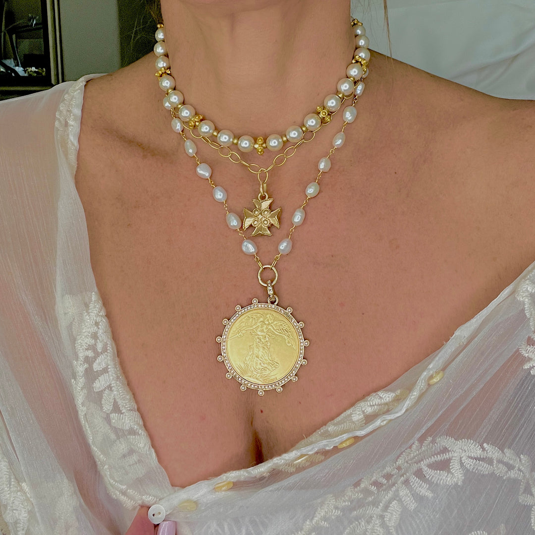 Gilded Lady Morgan Coin Pendant Necklace