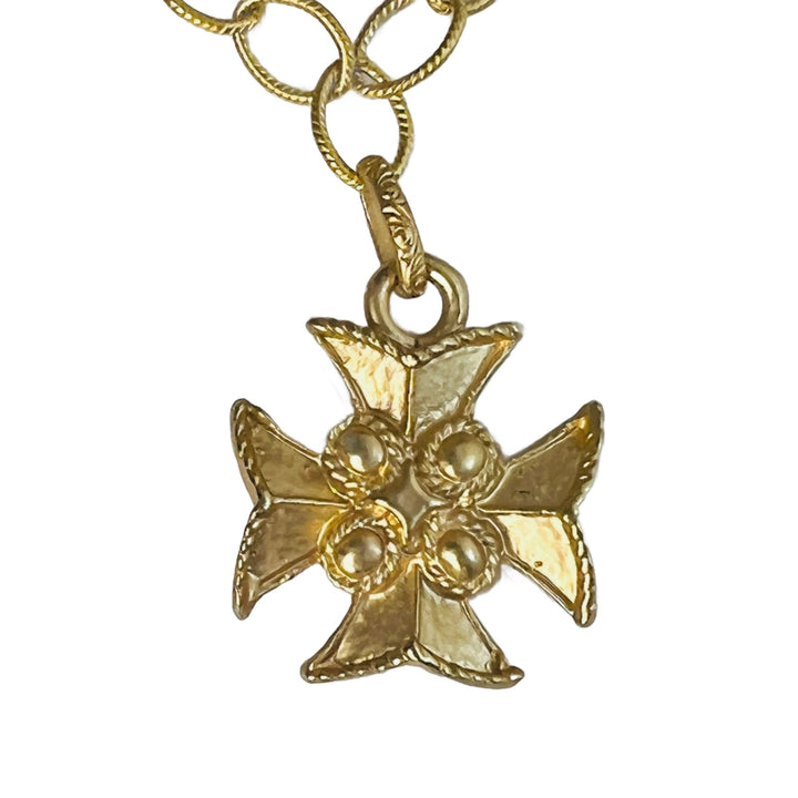 Templar Matte Gold Cross Pendant Necklace