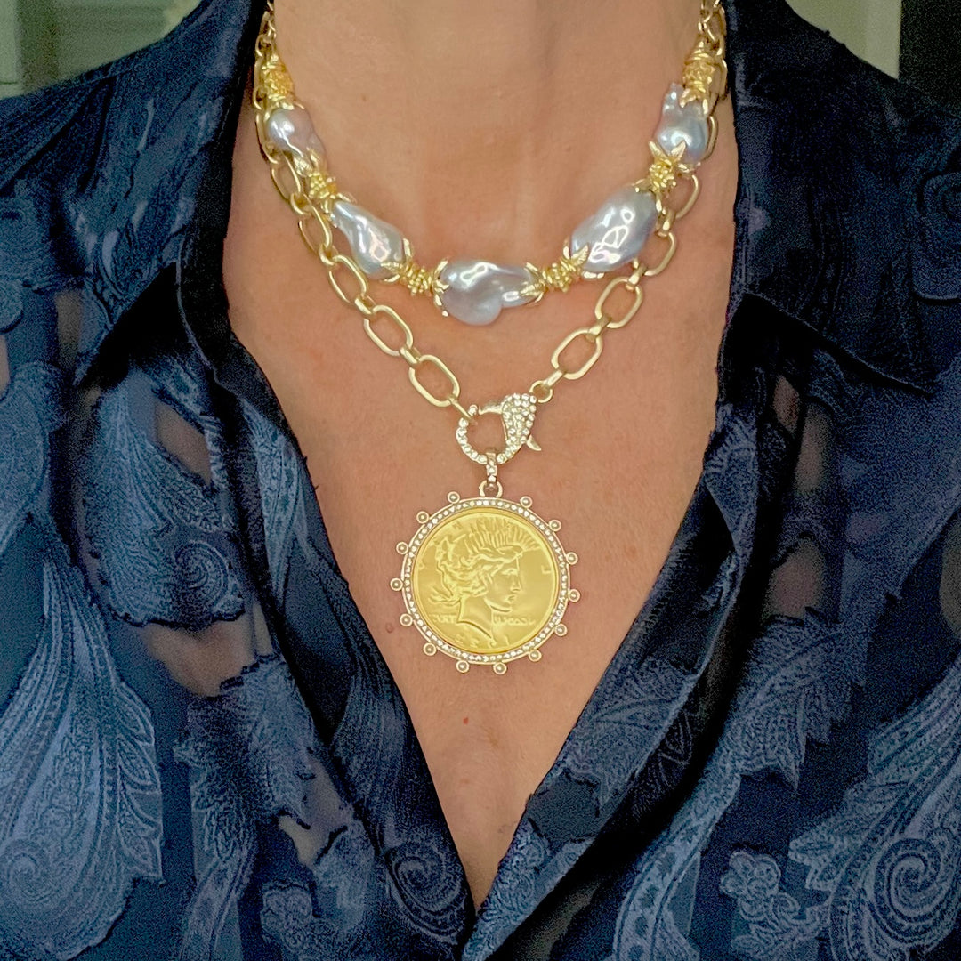 Bella Peacock Baroque Pearl Necklace Choker