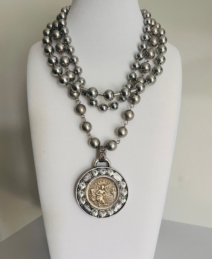 Skylar Silver Coin and Ball Chain  Necklace
