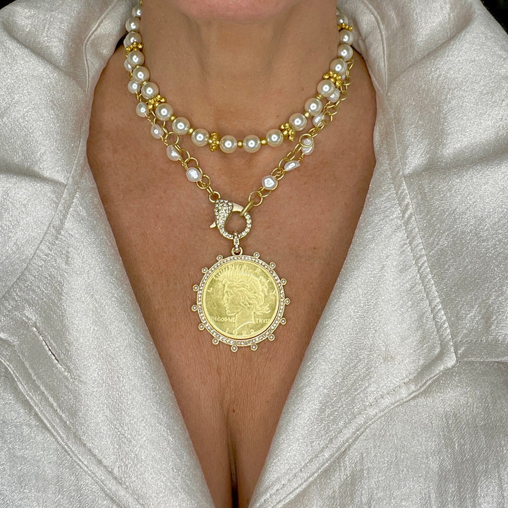 Gilded Lady Morgan Coin Pendant Necklace