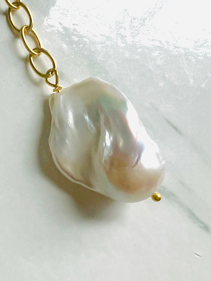 Cheval Gold  Baroque Pearl Lariat Necklace