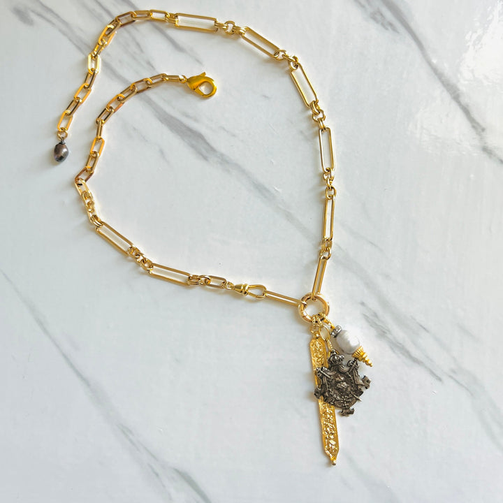 Sacred Heart Vintage Pendant Necklace