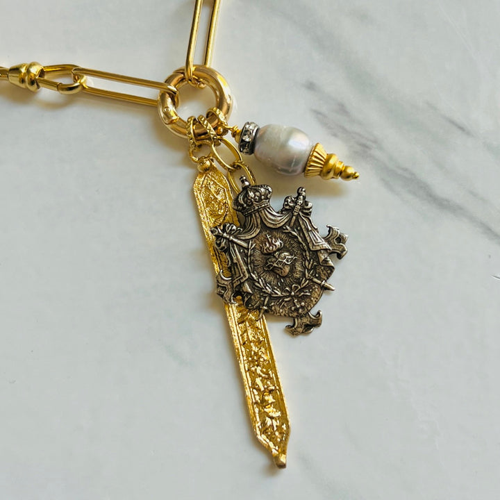 Sacred Heart Vintage Pendant Necklace