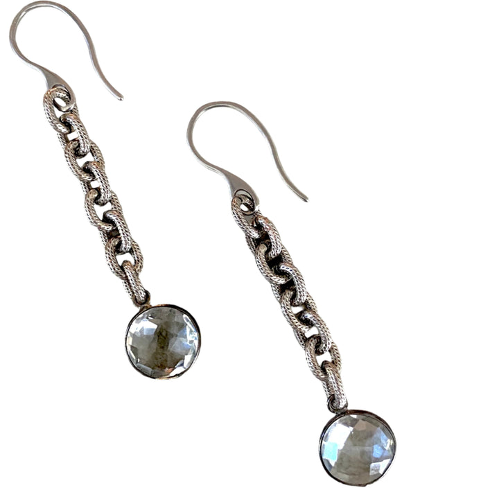 Gunmetal and Crystal Drop Earrings