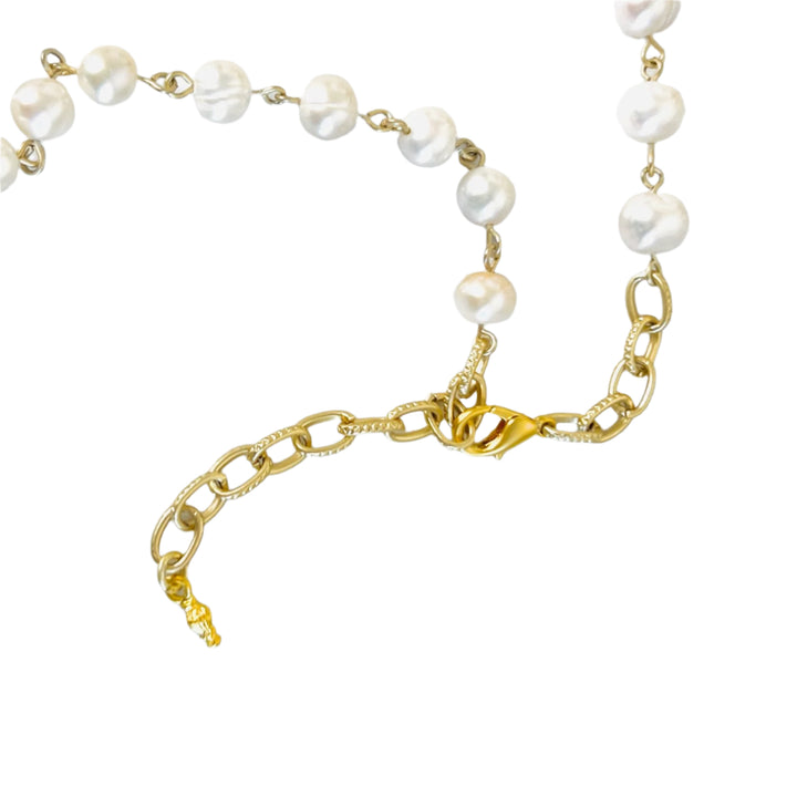 Le Monde Long French Coin and Freshwater Pearl Necklace