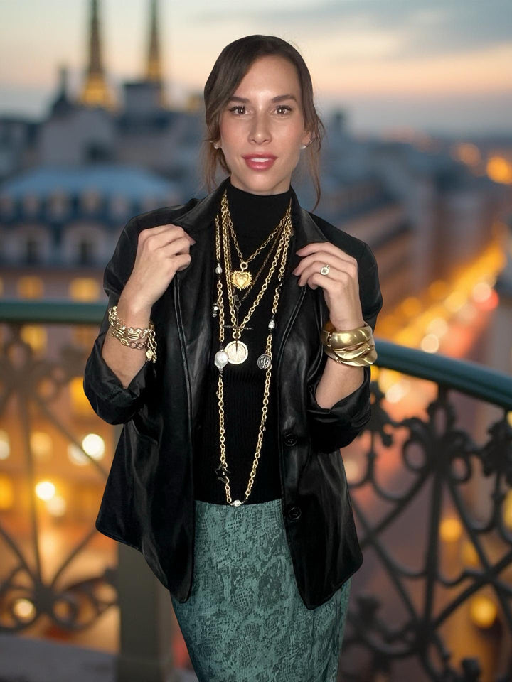 Shooting Star Long Silver and Gold Baroque Pearl Necklace