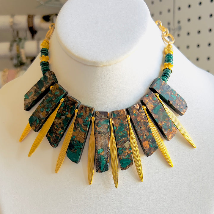 Iris Gold and Stone Statement Necklace