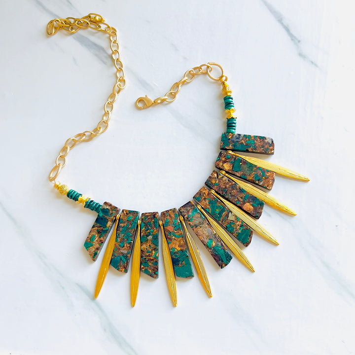 Iris Gold and Stone Statement Necklace