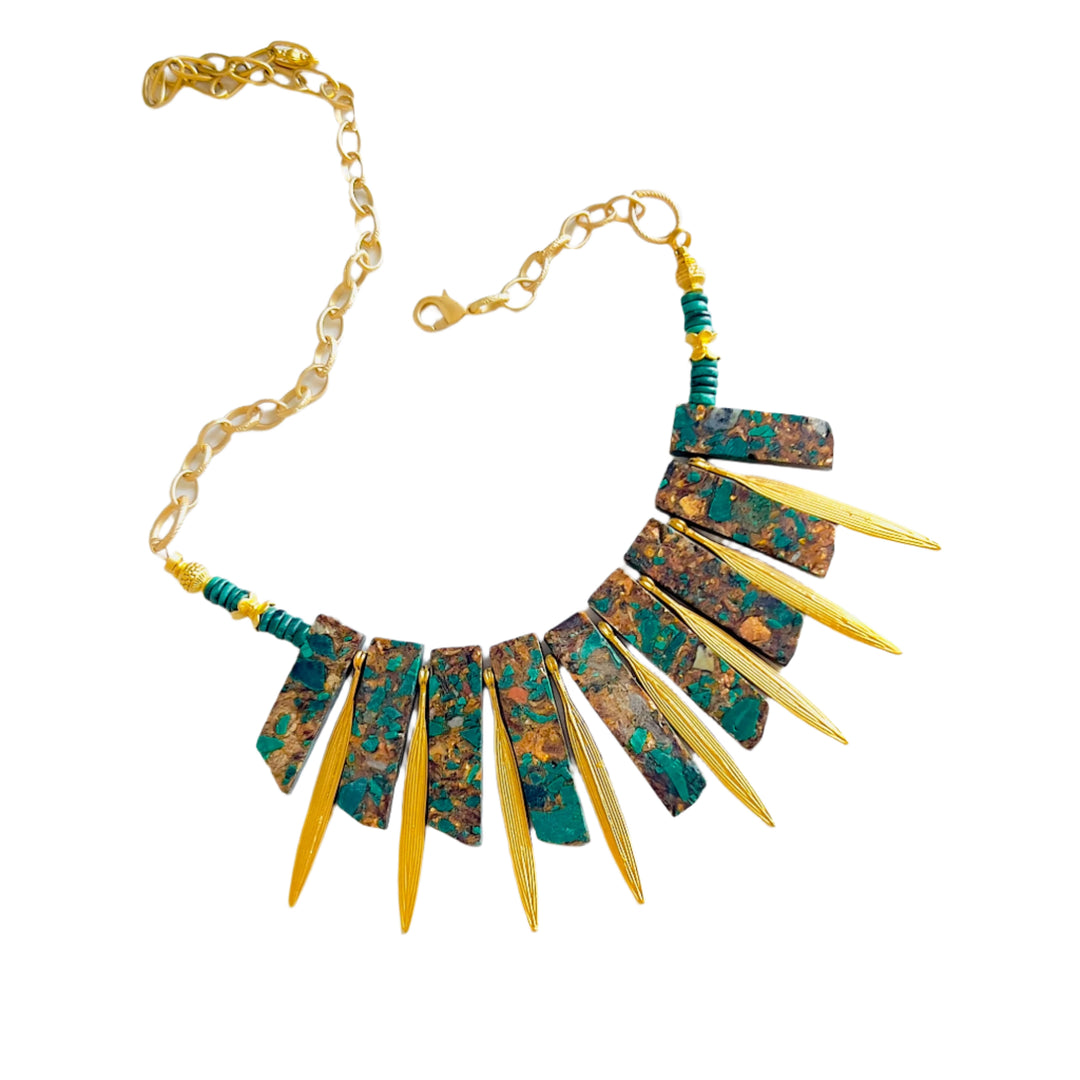 Iris Gold and Stone Statement Necklace