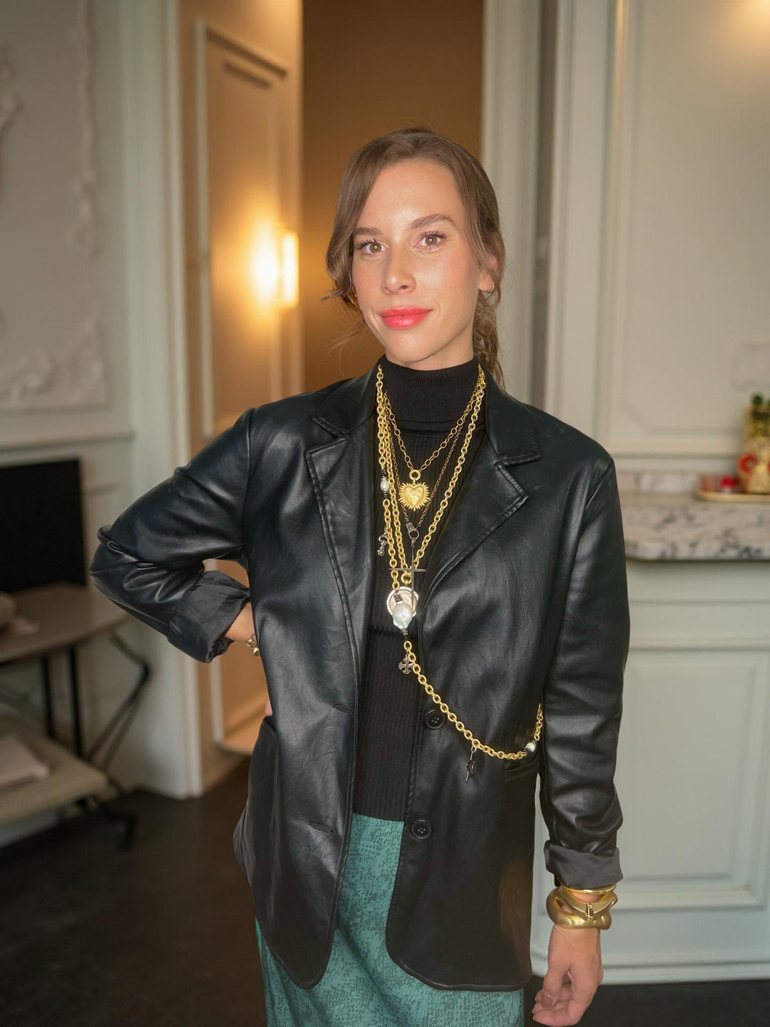 Shooting Star Long Silver and Gold Baroque Pearl Necklace