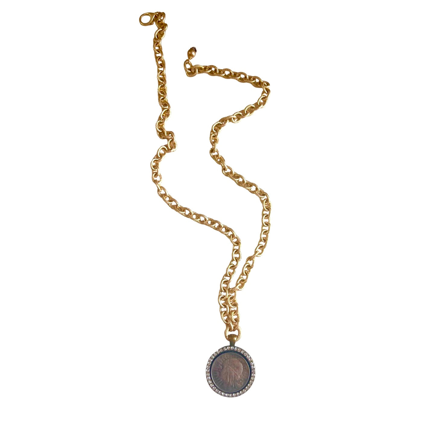 Celeste Silver and Gold Coin Pendant Necklace