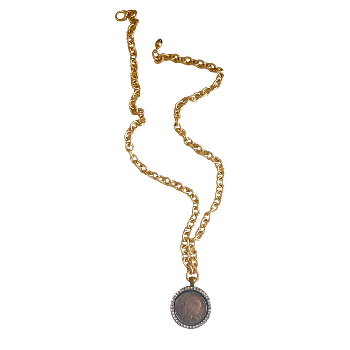 Celeste Silver and Gold Coin Pendant Necklace