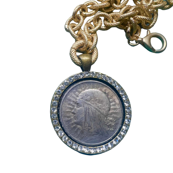Celeste Silver and Gold Coin Pendant Necklace