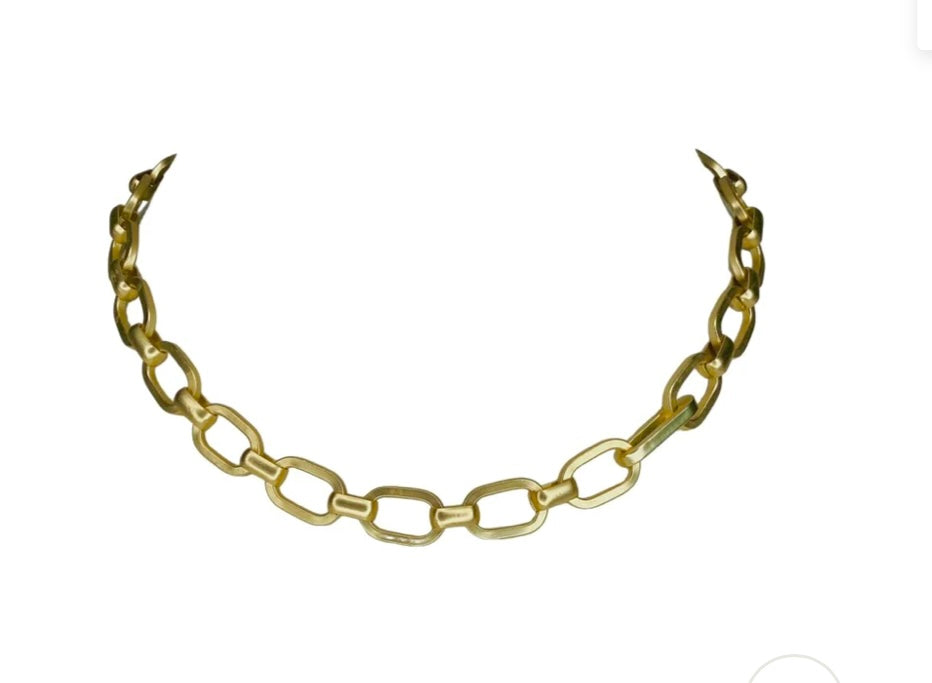 Solara Champagne Gold Link Chain Necklace in Three Sizes