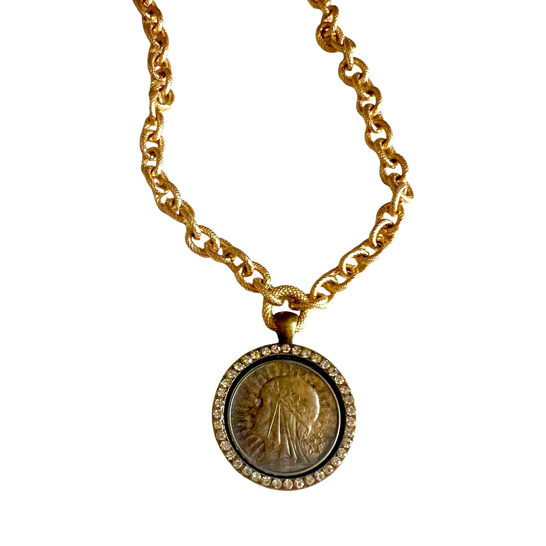 Celeste Silver and Gold Coin Pendant Necklace