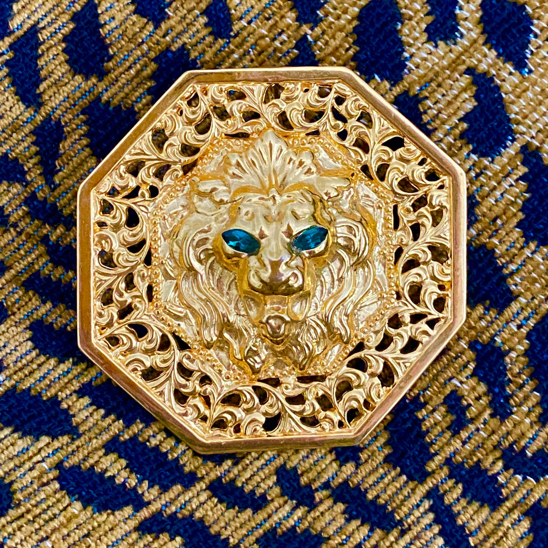 Vintage Gold Lion Pendant Brooch