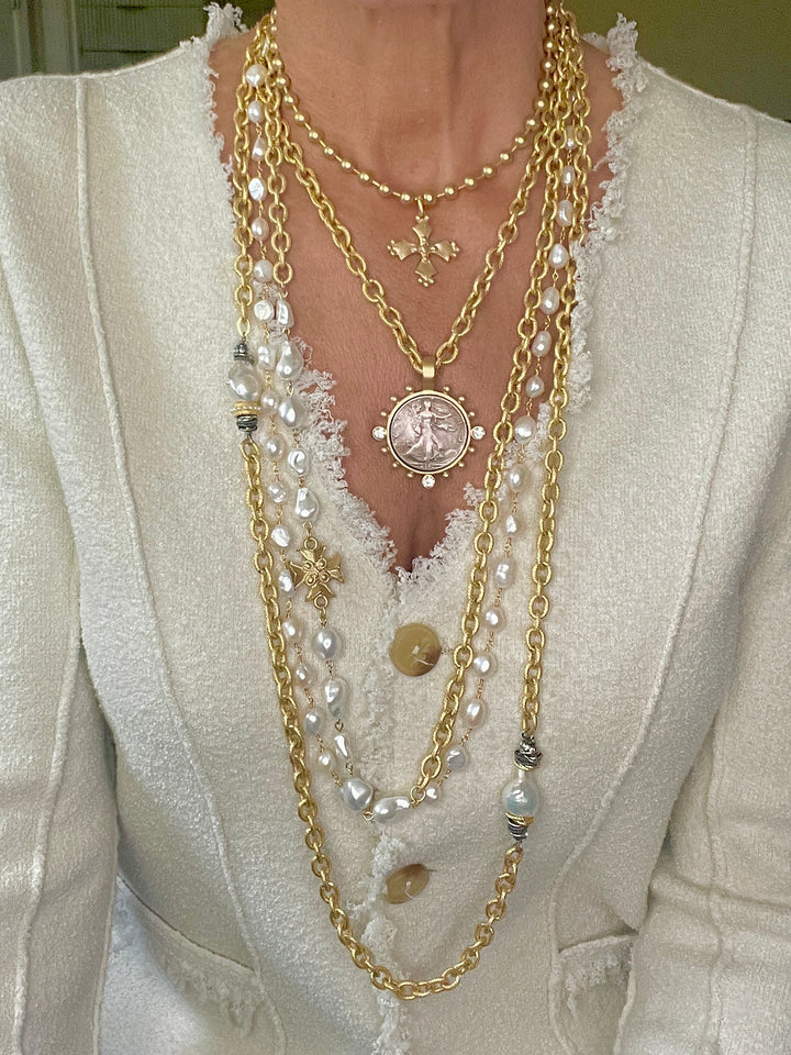 Paxton Gold and Freshwater Pearl Double Strand Necklace