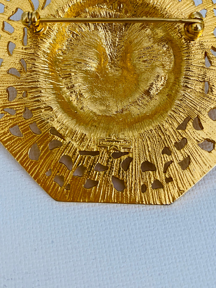 Vintage Gold Lion Pendant Brooch