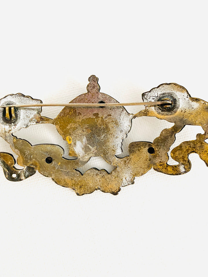 Vintage Silver Lion and Crown Brooch