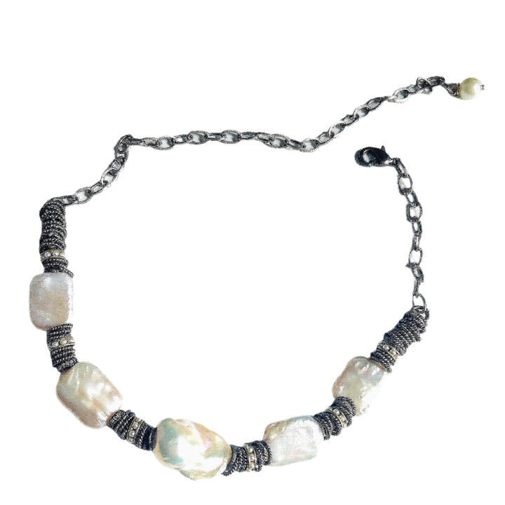 Bastille Baroque Pearl Gunmetal Choker Necklace