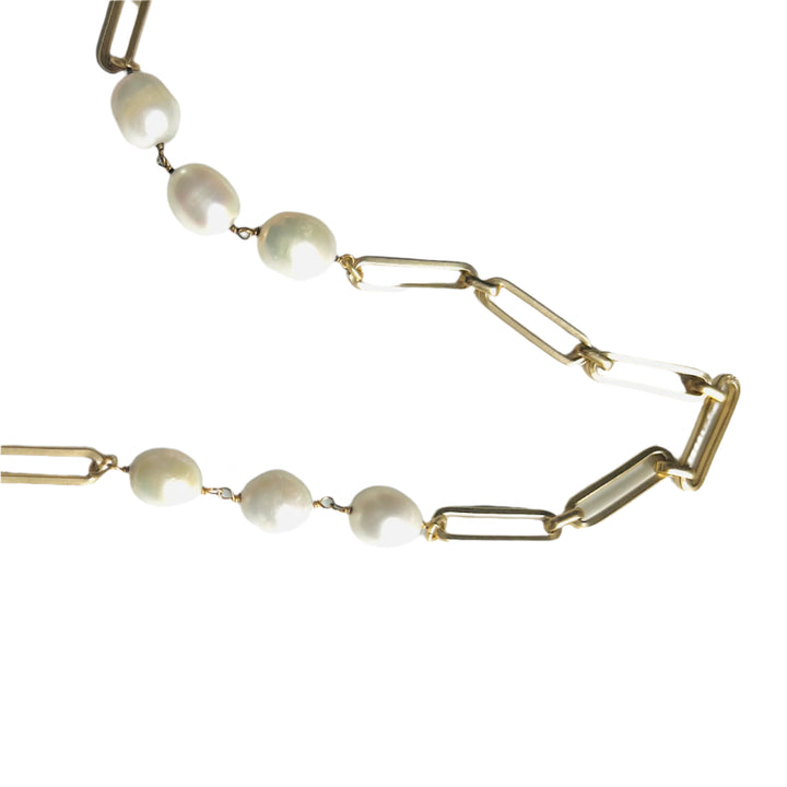 Celine Paperclip and Pearl Chain Convertible Necklace