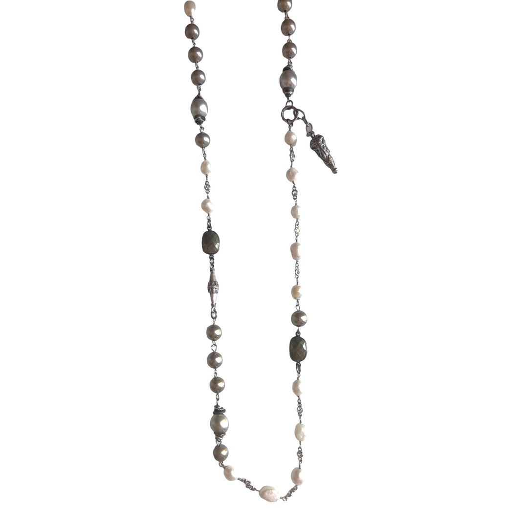 Storm Silver,  Freshwater Pearl Convertible Necklace