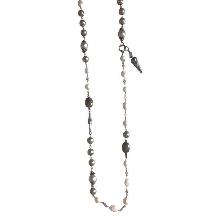 Storm Silver,  Freshwater Pearl Convertible Necklace
