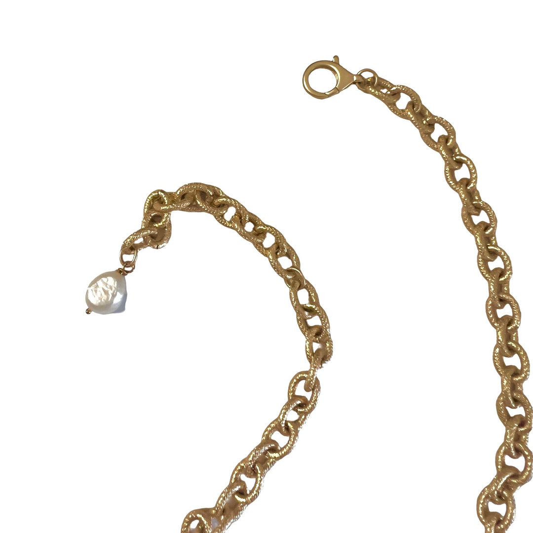 Madison Gold and Pearl Templar Cross Necklace