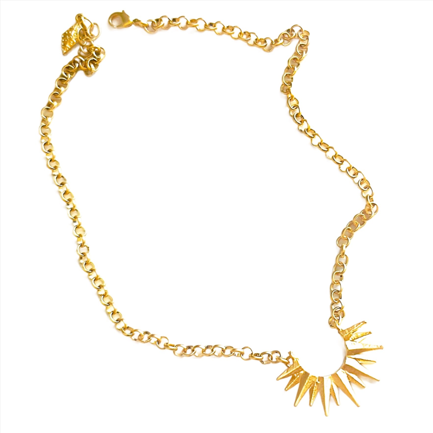 Champagne Gold Sunburst Pendant Necklace