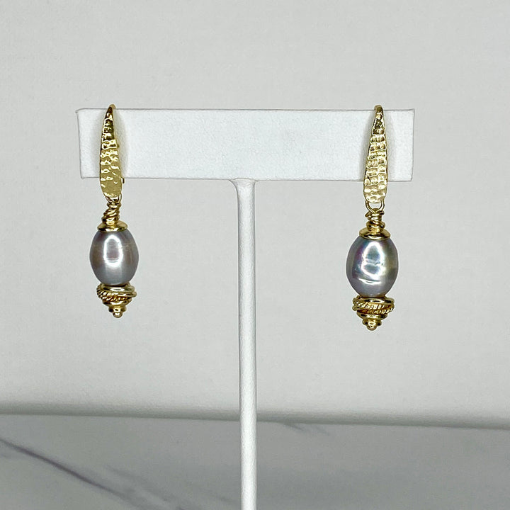 Champagne Gold and Silver Fresh Water Pearl Earrings