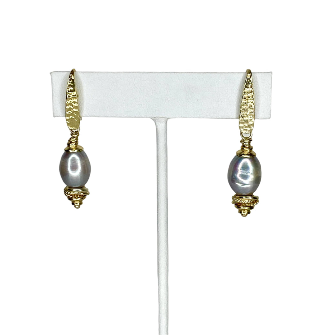 Champagne Gold and Silver Fresh Water Pearl Earrings