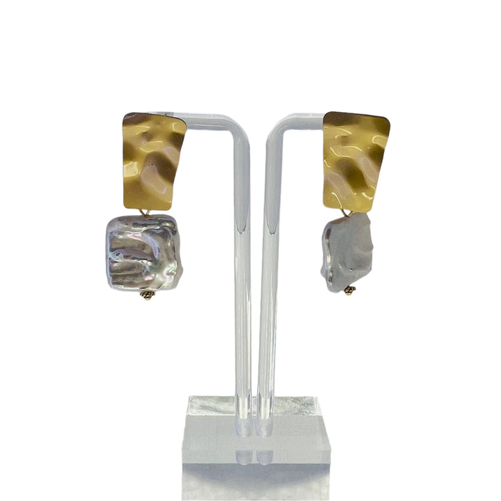 Square Baroque Pearl Earrings