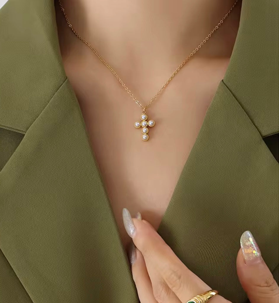 Pearl Cross Necklace