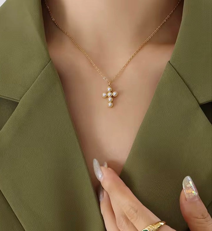 Pearl Cross Necklace
