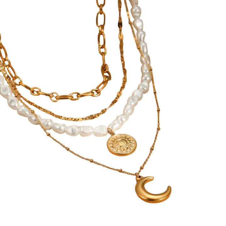 Four Strand Sun and Moon Necklace